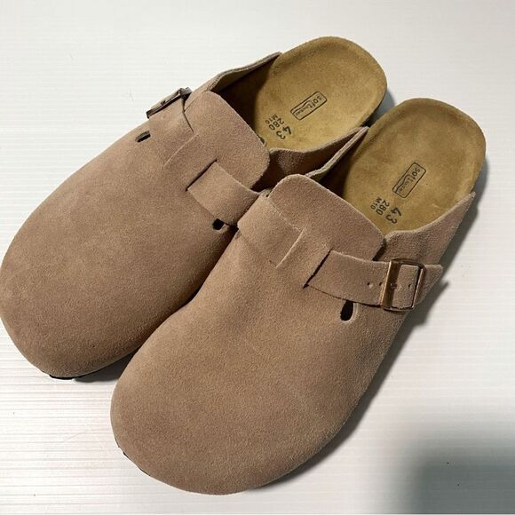 Birkenstock Boston Soft Footbed Suede Taupe tan beige mule clog shoes 43 M10 W12 - Picture 1 of 9